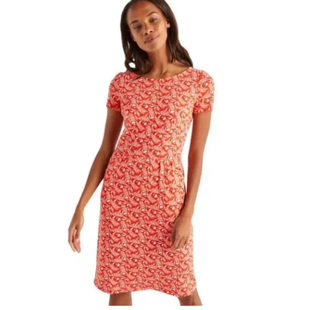 Boden Phoebe Cotton Jersey Red Floral T Shirt Dress Size 6